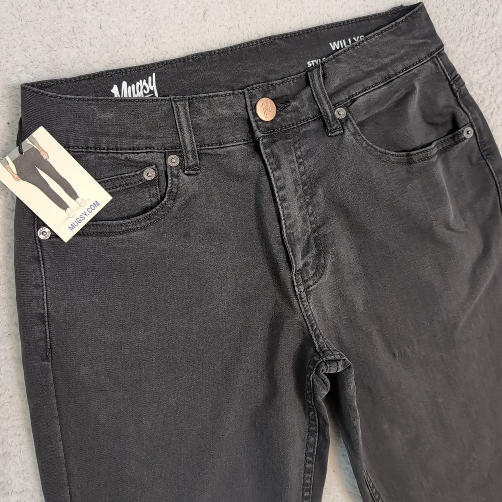 NEW Mugsy Willys Mens 28x30 Stretch Knit Flex Denim Jeans 5 Pocket Black FLX3NDG